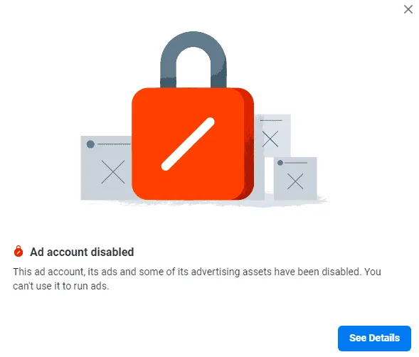 Facebook ad account disabled warning